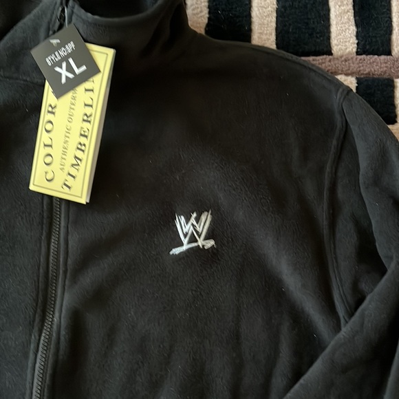 XL men’s black fleece full zip jacket with WWE logo embroidered on front chest. - Picture 5 of 8